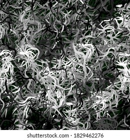 Grunge nahtlose Muster mit schwarz-weißem, gewelltem Pinselstrich. Abstrakte monochrome Meereswellenlinien-Textur für Textilien, Umhüllungspapier, Deckel, Oberfläche, Tapeten, Banner-Dekoration