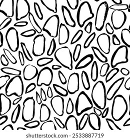 Grunge sin patrón. Ilustración vectorial en blanco y negro con textura y pincelada, líneas y nuevas formas interesantes. En estilo doodle