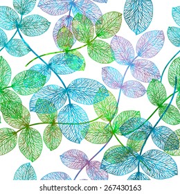 Grunge seamless pattern of colored leaves. Vector illustration, EPS10.