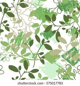 Grunge seamless pattern of colored leaves. vector illustration