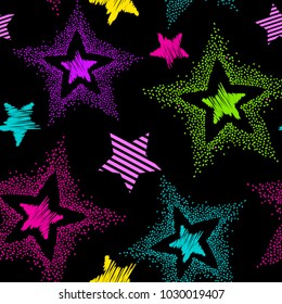 Grunge Seamless pattern for girls. Abstract background dots. Beautiful creative wallpaper.Seamless pattern with colorful stars.