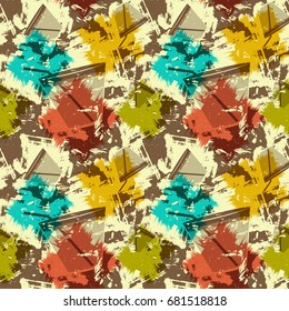 Grunge seamless pattern with glass silhouettes. Vector illustration