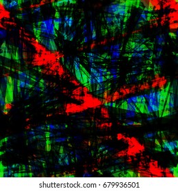 Grunge Seamless pattern with green, blue, black, red colors. Abstract vector background for web page, advertising booklets, banners, presentations, reports, greeting cards, invitations, fabric