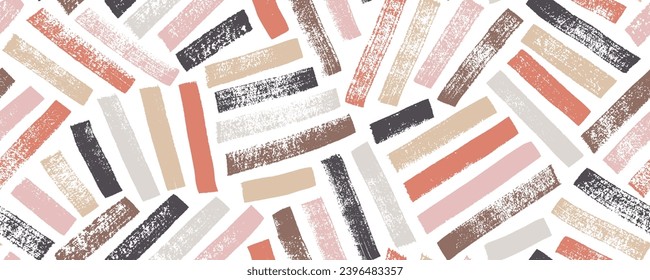 Näheres, nahtloses Muster, das Leinen oder Korb in Pastellfarben imitiert. Handgezeichnete Webstruktur mit rauen Kanten. Nahtlose Bannergestaltung mit Webgewebe, Stoff oder Stoffmotiv. Verschiedene mutige Pinselstriche.