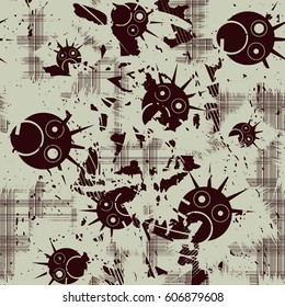 Grunge seamless pattern with monsters. Vector illustration