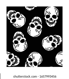 Grunge seamless pattern with skulls. Vector illustration.