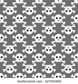 Grunge seamless pattern with skulls vector illustration human bone horror art dead skeleton.