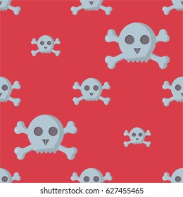 Grunge seamless pattern with skulls vector illustration human bone horror art dead skeleton.