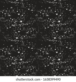 Grunge seamless pattern with stars and circles shabby texture. Vector template can be used in different designs as an additional element of the background.