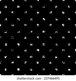 Grunge seamless retro spotted black and white texture. 