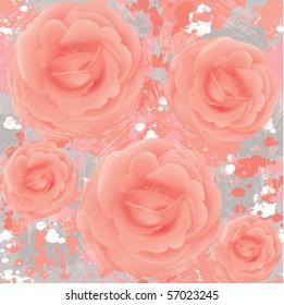 Grunge seamless rose pattern