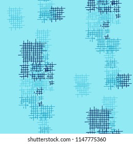 Grunge Seamless Tartan. Abstract Pattern. Trendy Hand Drawn Texture with Scribble Crossing Lines. Colorful Vector Pattern for Print, Fabric, Cloth. Abstract Seamless Pattern.