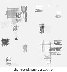 Grunge Seamless Tartan. Abstract Pattern. Retro Hand Drawn Texture with Shabby Crossing Lines. Black and White Vector Pattern for Calico, Print, Textile. Abstract Seamless Pattern.