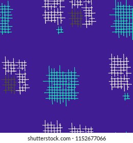 Grunge Seamless Tartan. Abstract Pattern. Modern Hand Drawn Texture with Scratched Crossing Lines. Colorful Vector Pattern for Chintz, Curtain, Paper. Abstract Seamless Pattern.