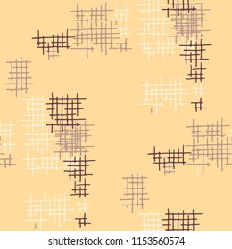Grunge Seamless Tartan. Abstract Pattern. Trendy Hand Drawn Texture with Shabby Crossing Lines. Colorful Vector Pattern for Cotton, Calico, Textile. Abstract Seamless Pattern.