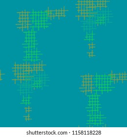 Grunge Seamless Tartan. Abstract Pattern. Trendy Hand Drawn Texture with Shabby Crossing Lines. Colorful Vector Pattern for Print, Fabric, Cloth. Abstract Seamless Pattern.
