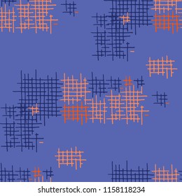 Grunge Seamless Tartan. Abstract Pattern. Vintage Hand Drawn Texture with Scribble Crossing Lines. Colorful Vector Pattern for Fabric, Cloth, Textile. Abstract Seamless Pattern.