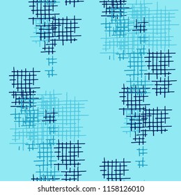 Grunge Seamless Tartan. Abstract Pattern. Modern Hand Drawn Texture with Scratched Crossing Lines. Colorful Vector Pattern for Chintz, Linen, Wallpaper. Abstract Seamless Pattern.