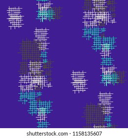 Grunge Seamless Tartan. Abstract Pattern. Vintage Hand Drawn Texture with Shabby Crossing Lines. Colorful Vector Pattern for Cotton, Print, Calico. Abstract Seamless Pattern.