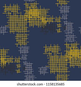 Grunge Seamless Tartan. Abstract Pattern. Vintage Hand Drawn Texture with Scribble Crossing Lines. Colorful Vector Pattern for Wallpaper, Print, Cotton. Abstract Seamless Pattern.