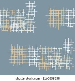 Grunge Seamless Tartan. Abstract Pattern. Retro Hand Drawn Texture with Scratched Crossing Lines. Colorful Vector Pattern for Chintz, Linen, Paper. Abstract Seamless Pattern.