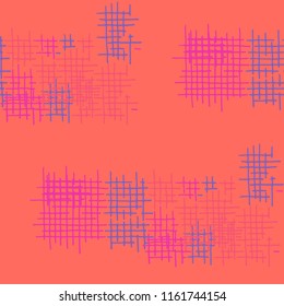 Grunge Seamless Tartan. Abstract Pattern. Vintage Hand Drawn Texture with Scribble Crossing Lines. Colorful Vector Pattern for Print, Cloth, Fabric. Abstract Seamless Pattern.