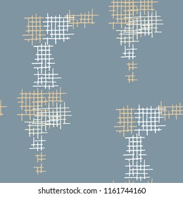 Grunge Seamless Tartan. Abstract Pattern. Retro Hand Drawn Texture with Shabby Crossing Lines. Colorful Vector Pattern for Print, Fabric, Cloth. Abstract Seamless Pattern.