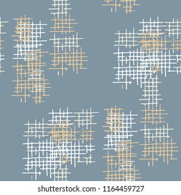 Grunge Seamless Tartan. Abstract Pattern. Modern Hand Drawn Texture with Scratched Crossing Lines. Colorful Vector Pattern for Wallpaper, Fabric, Print. Abstract Seamless Pattern.