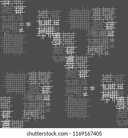 Grunge Seamless Tartan. Abstract Pattern. Trendy Hand Drawn Texture with Shabby Crossing Lines. Black and White Vector Pattern for Print, Cloth, Textile. Abstract Seamless Pattern.