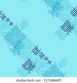 Grunge Seamless Tartan. Abstract Pattern. Vintage Hand Drawn Texture with Shabby Crossing Lines. Colorful Vector Pattern for Print, Cloth, Textile. Abstract Seamless Pattern.