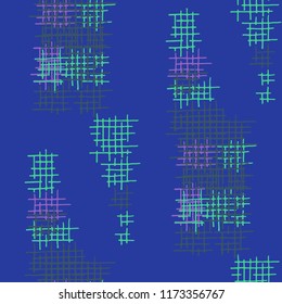 Grunge Seamless Tartan. Abstract Pattern. Vintage Hand Drawn Texture with Shabby Crossing Lines. Colorful Vector Pattern for Linen, Paper, Tablecloth. Abstract Seamless Pattern.