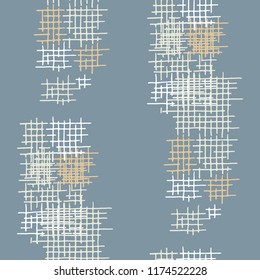 Grunge Seamless Tartan. Abstract Pattern. Modern Hand Drawn Texture with Shabby Crossing Lines. Colorful Vector Pattern for Dress, Curtain, Paper. Abstract Seamless Pattern.
