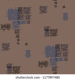 Grunge Seamless Tartan. Abstract Pattern. Vintage Hand Drawn Texture with Scribble Crossing Lines. Colorful Vector Pattern for Print, Cloth, Textile. Abstract Seamless Pattern.