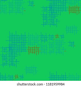 Grunge Seamless Tartan. Abstract Pattern. Vintage Hand Drawn Texture with Shabby Crossing Lines. Colorful Vector Pattern for Print, Fabric, Cloth. Abstract Seamless Pattern.