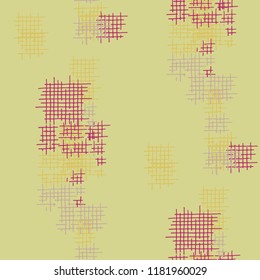 Grunge Seamless Tartan. Abstract Pattern. Retro Hand Drawn Texture with Scratched Crossing Lines. Colorful Vector Pattern for Print, Cloth, Textile. Abstract Seamless Pattern.