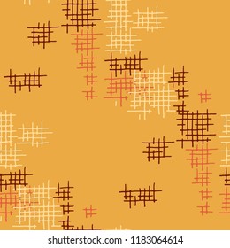 Grunge Seamless Tartan. Abstract Pattern. Vintage Hand Drawn Texture with Shabby Crossing Lines. Colorful Vector Pattern for Calico, Print, Textile. Abstract Seamless Pattern.