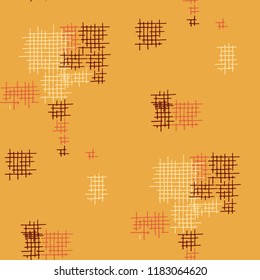 Grunge Seamless Tartan. Abstract Pattern. Retro Hand Drawn Texture with Scratched Crossing Lines. Colorful Vector Pattern for Chintz, Linen, Wallpaper. Abstract Seamless Pattern.