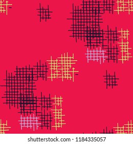 Grunge Seamless Tartan. Abstract Pattern. Retro Hand Drawn Texture with Shabby Crossing Lines. Colorful Vector Pattern for Print, Cloth, Textile. Abstract Seamless Pattern.