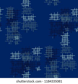 Grunge Seamless Tartan. Abstract Pattern. Modern Hand Drawn Texture with Shabby Crossing Lines. Colorful Vector Pattern for Chintz, Curtain, Paper. Abstract Seamless Pattern.