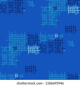 Grunge Seamless Tartan. Abstract Pattern. Vintage Hand Drawn Texture with Shabby Crossing Lines. Colorful Vector Pattern for Cotton, Calico, Textile. Abstract Seamless Pattern.