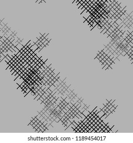 Grunge Seamless Tartan. Abstract Pattern. Retro Hand Drawn Texture with Scratched Crossing Lines. Black and White Vector Pattern for Chintz, Linen, Wallpaper. Abstract Seamless Pattern.