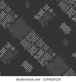 Grunge Seamless Tartan. Abstract Pattern. Vintage Hand Drawn Texture with Scribble Crossing Lines. Black and White Vector Pattern for Print, Cloth, Fabric. Abstract Seamless Pattern.