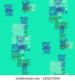 Grunge Seamless Tartan. Abstract Pattern. Retro Hand Drawn Texture with Scribble Crossing Lines. Colorful Vector Pattern for Print, Fabric, Cloth. Abstract Seamless Pattern.