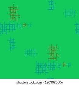 Grunge Seamless Tartan. Abstract Pattern. Modern Hand Drawn Texture with Scribble Crossing Lines. Colorful Vector Pattern for Cotton, Print, Textile. Abstract Seamless Pattern.