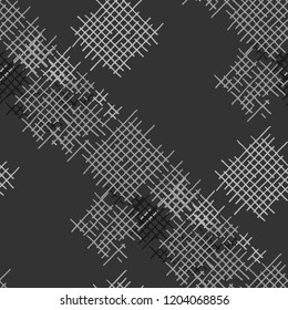 Grunge Seamless Tartan. Abstract Pattern. Vintage Hand Drawn Texture with Scribble Crossing Lines. Black and White Vector Pattern for Print, Cloth, Textile. Abstract Seamless Pattern.