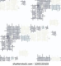 Grunge Seamless Tartan. Abstract Pattern. Modern Hand Drawn Texture with Scratched Crossing Lines. Colorful Vector Pattern for Wallpaper, Cotton, Textile. Abstract Seamless Pattern.