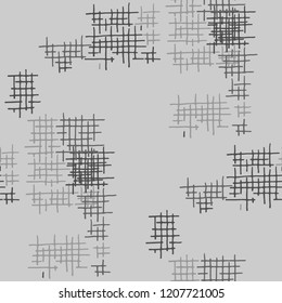 Grunge Seamless Tartan. Abstract Pattern. Modern Hand Drawn Texture with Shabby Crossing Lines. Black and White Vector Pattern for Wallpaper, Print, Cotton. Abstract Seamless Pattern.