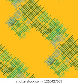 Grunge Seamless Tartan. Abstract Pattern. Retro Hand Drawn Texture with Shabby Crossing Lines. Colorful Vector Pattern for Wallpaper, Fabric, Textile. Abstract Seamless Pattern.
