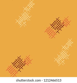 Grunge Seamless Tartan. Abstract Pattern. Vintage Hand Drawn Texture with Shabby Crossing Lines. Colorful Vector Pattern for Fabric, Cloth, Textile. Abstract Seamless Pattern.
