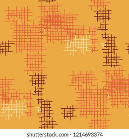 Grunge Seamless Tartan. Abstract Pattern. Vintage Hand Drawn Texture with Scratched Crossing Lines. Colorful Vector Pattern for Print, Cloth, Fabric. Abstract Seamless Pattern.